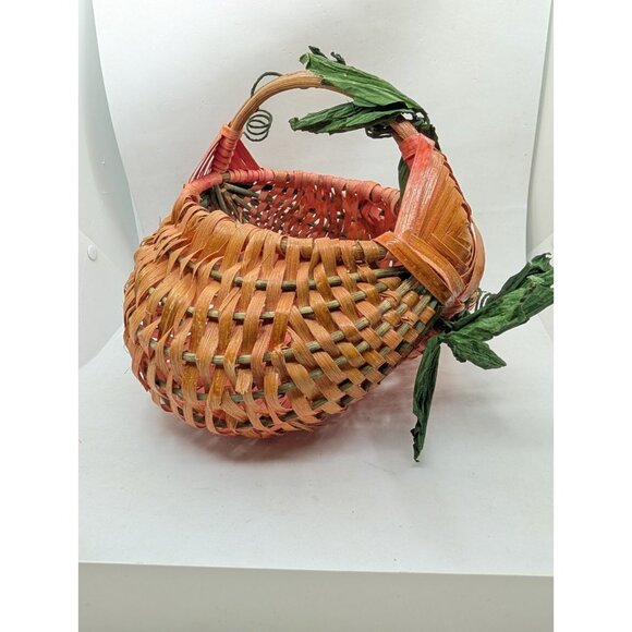 Basket Buttocks lightweight colorful woven w/ faux leaf vine Primitive Farmhouse - Picture 2 of 16